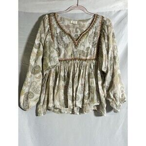 World Market Paisley Peasant Top S M Small Medium Boho Floral Festival Blouse